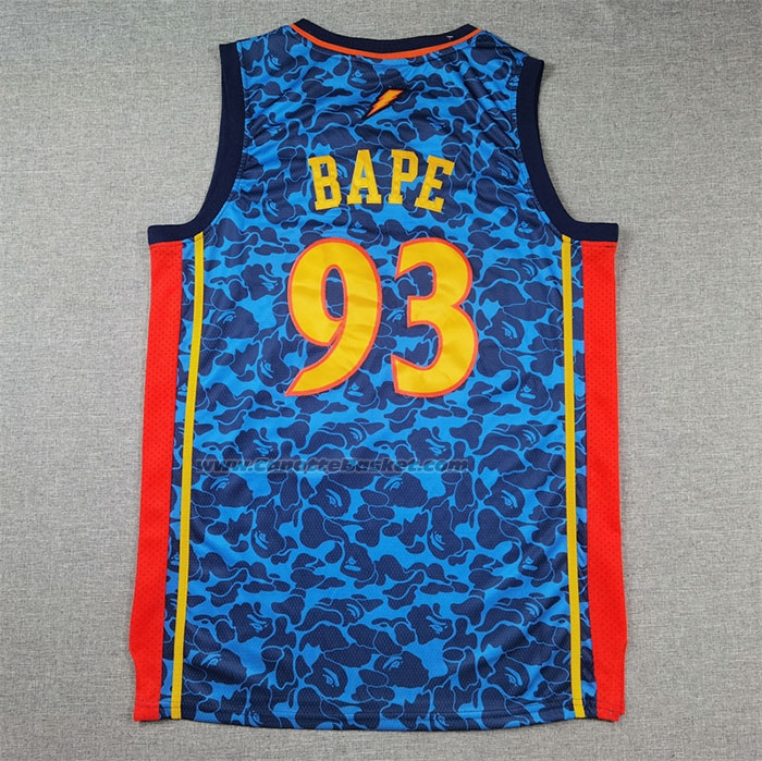 Maglia Golden State Warriors #93 Bape Mitchell & Ness 2009-10 Blu